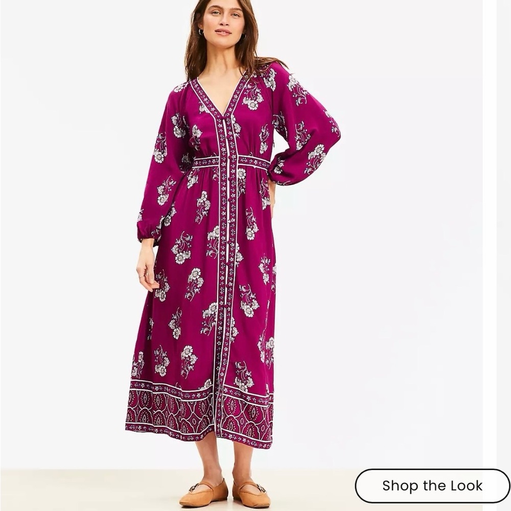 LOFT Purple Floral Maxi Dress